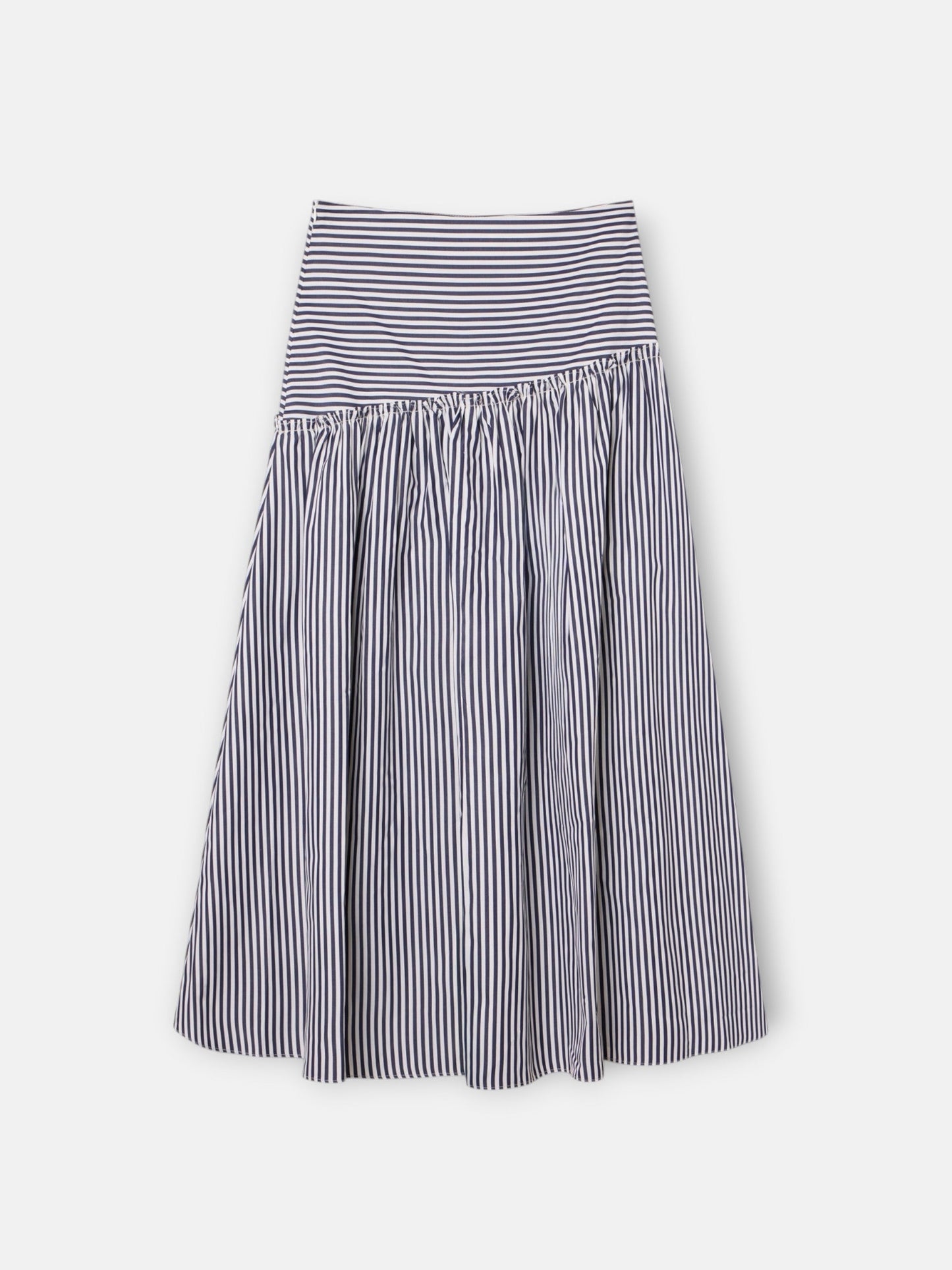 Falda midi unique rayas azul marino