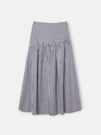 Falda midi unique rayas azul marino