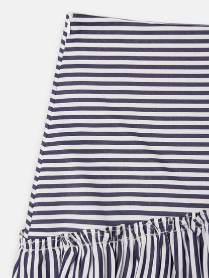 Falda midi unique rayas azul marino