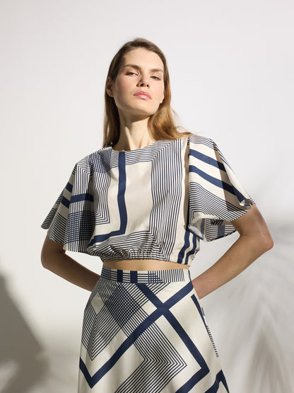 Falda midi unique estampado azul