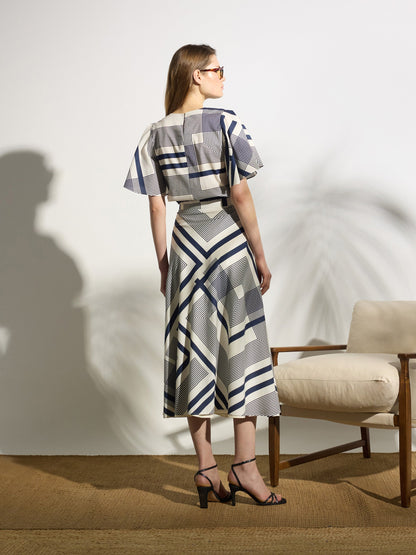 Falda midi unique estampado azul
