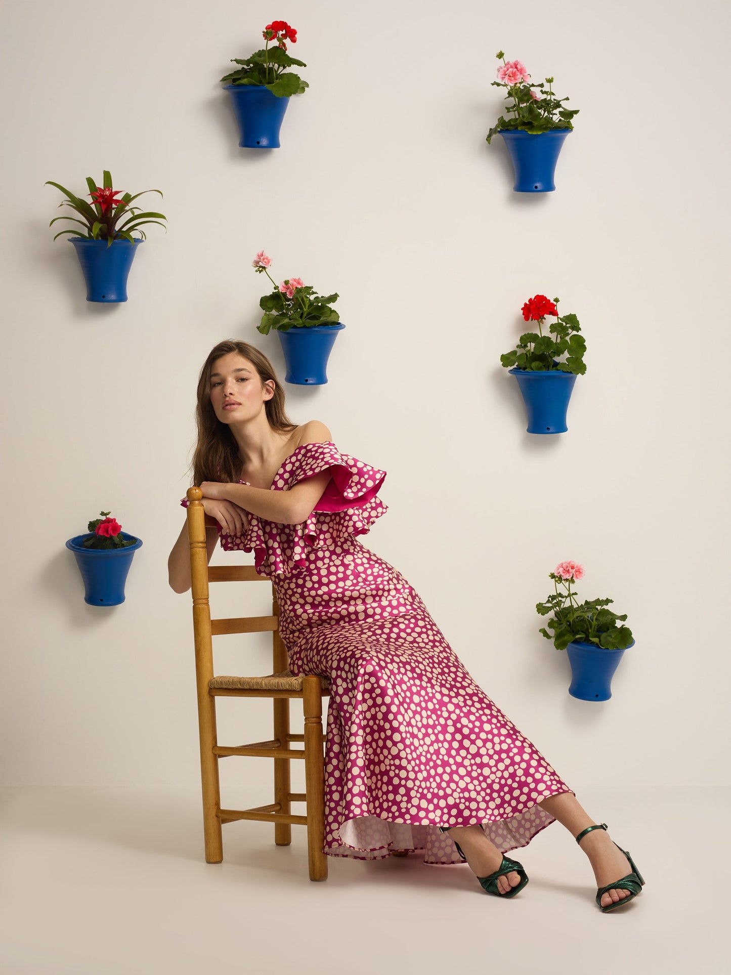 Falda event collection midi estampado morado