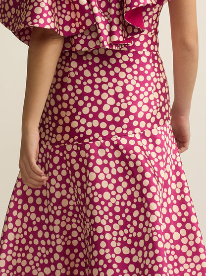 Falda event collection midi estampado morado