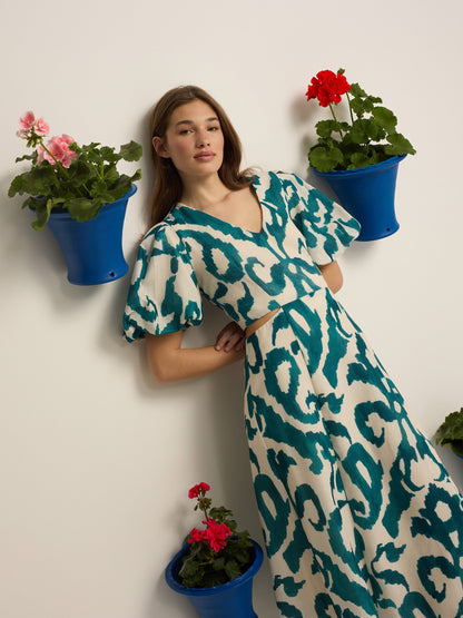 Vestido event collection cut out estampado verde