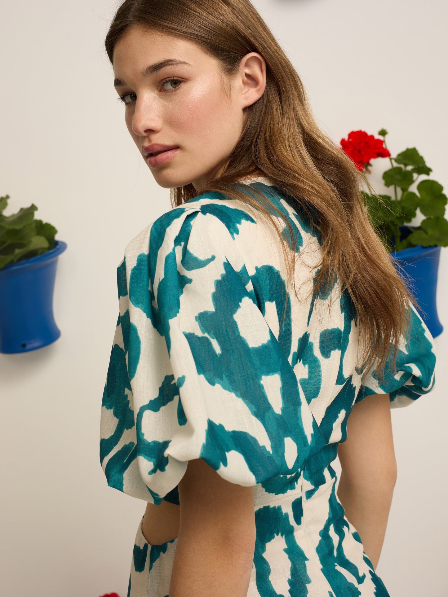 Vestido event collection cut out estampado verde