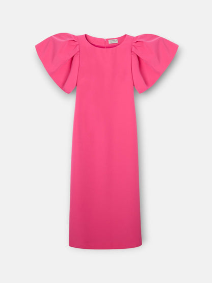 Vestido event collection midi manga abullonada rosa