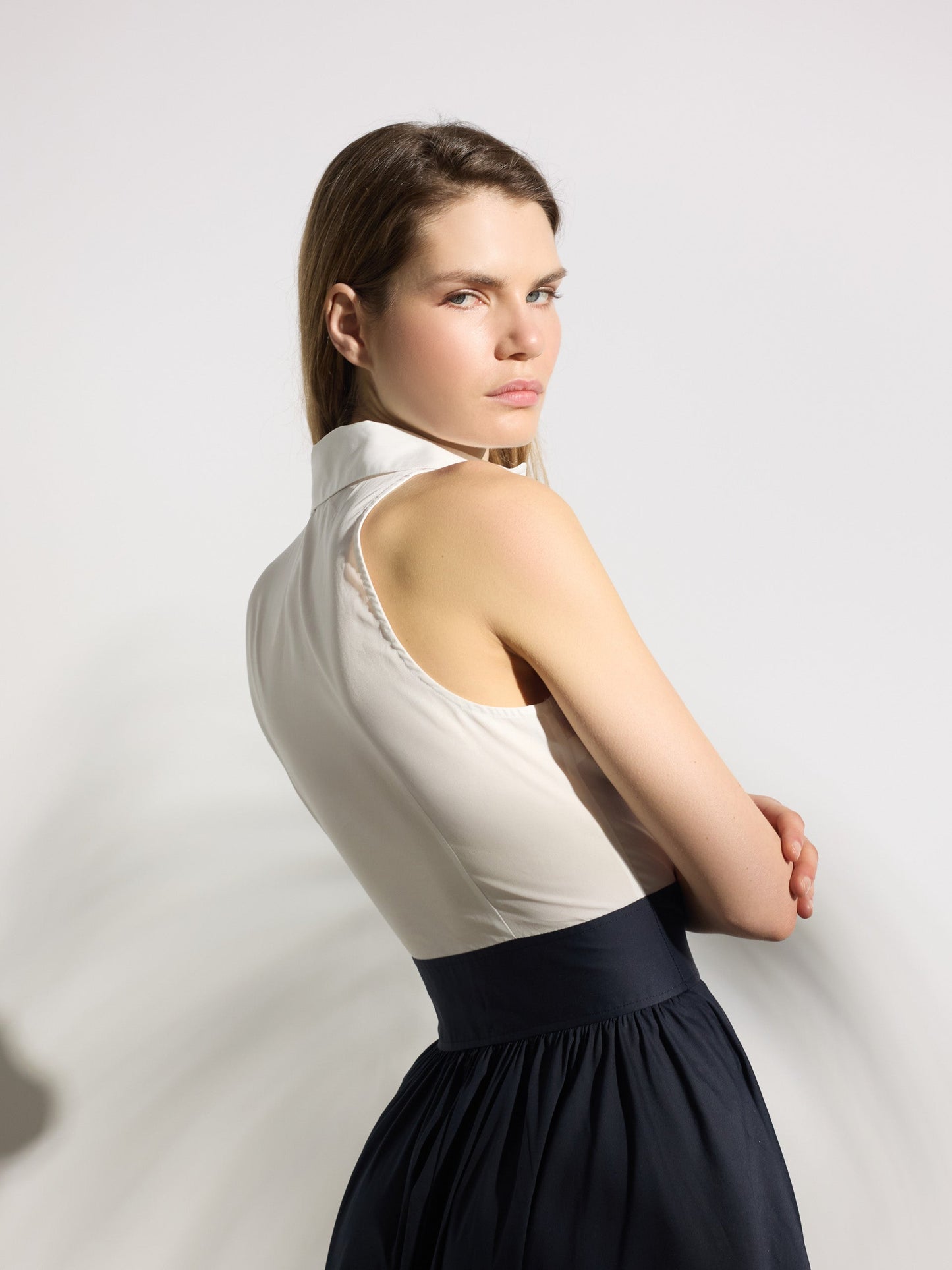 Vestido unique camisero azul marino y blanco