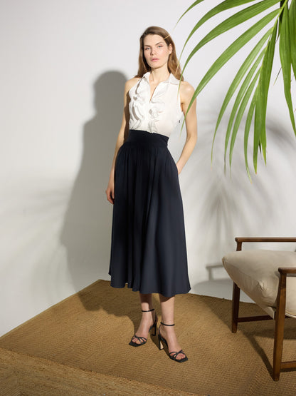 Vestido unique camisero azul marino y blanco