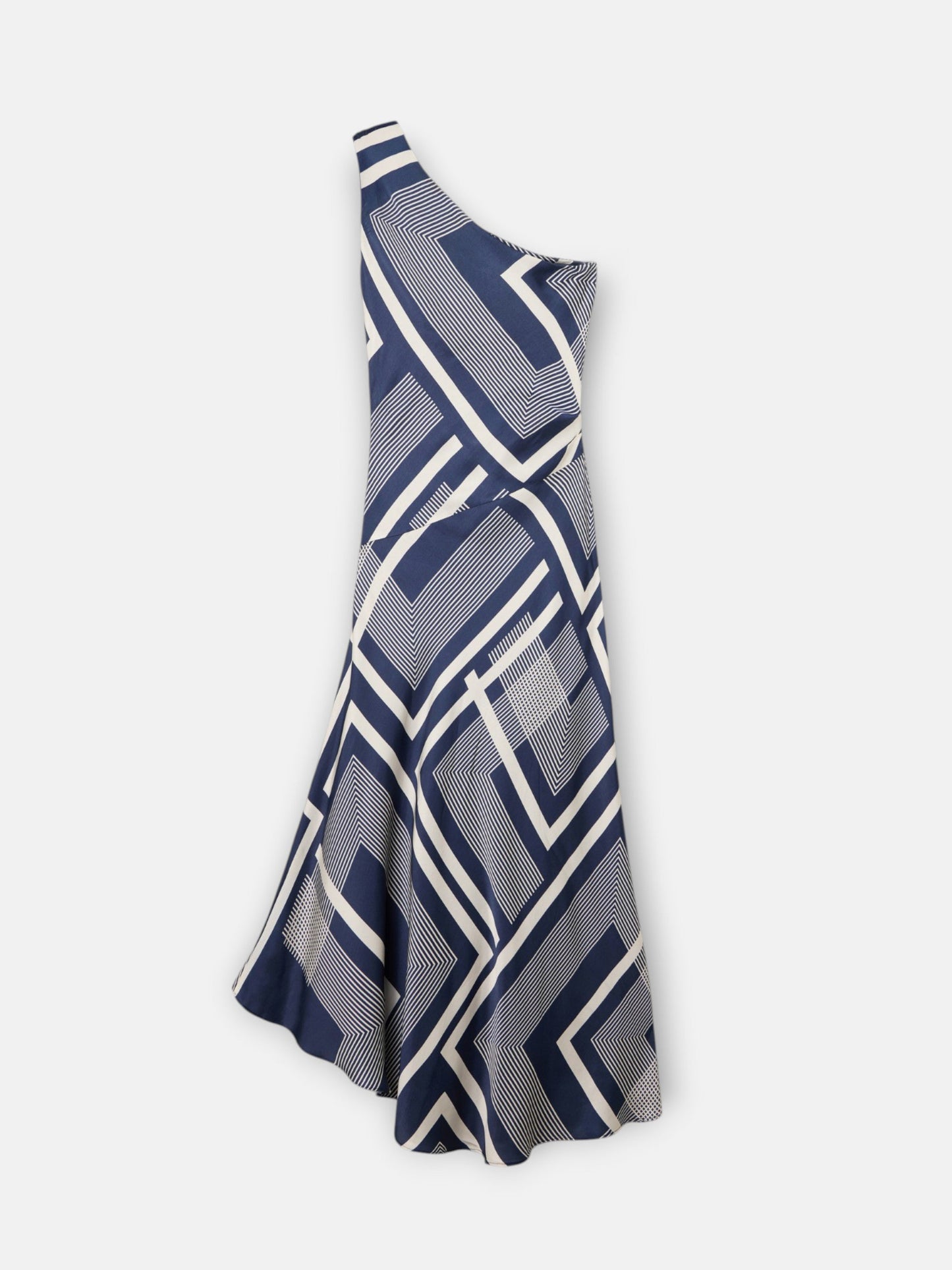 Vestido midi unique asimetrico estampado azul