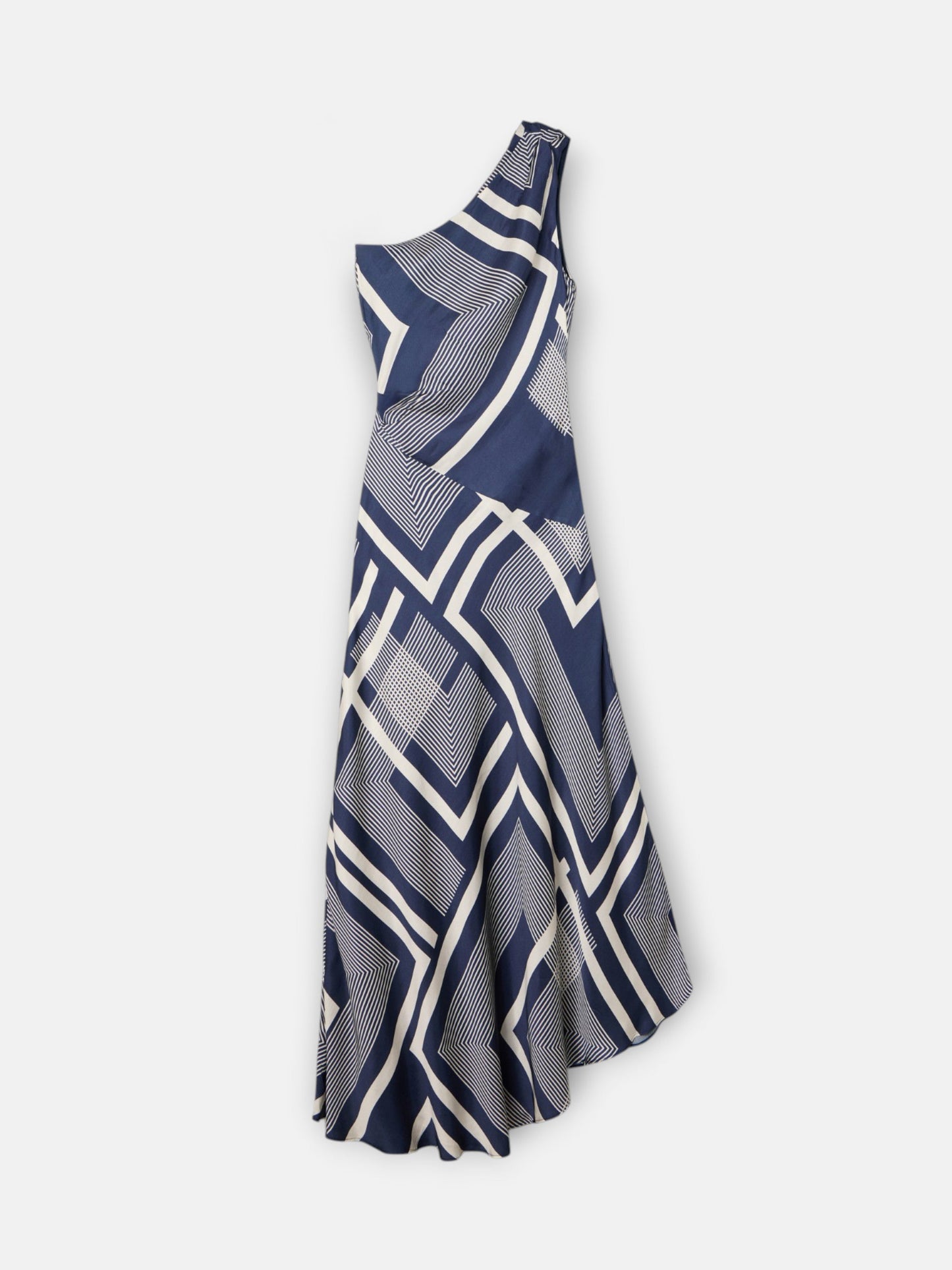 Vestido midi unique asimetrico estampado azul