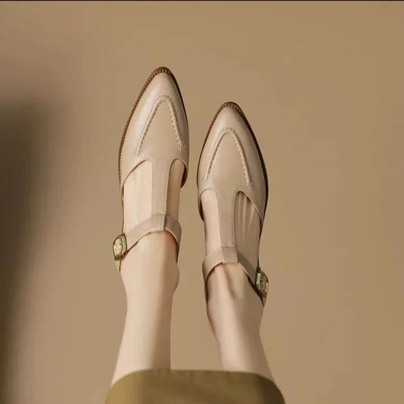 Aurenza - Zapatos de mujer con hebilla y tacón bajo elegantes