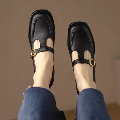 Delia - Zapatos Mary Jane T-Bar para mujer con punta cuadrada