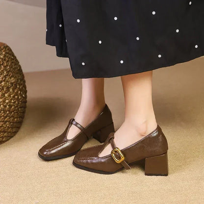 Rosa - Zapatos Mary Jane para mujer con tacón cuadrado