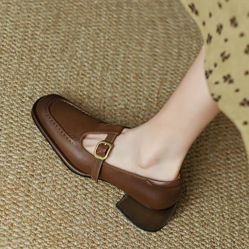 Delia - Zapatos Mary Jane T-Bar para mujer con punta cuadrada
