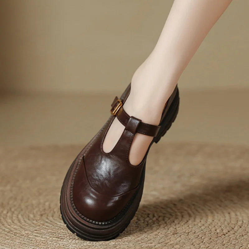 Blythe - Zapatos Mary Jane T-Bar de mujer con punta redonda
