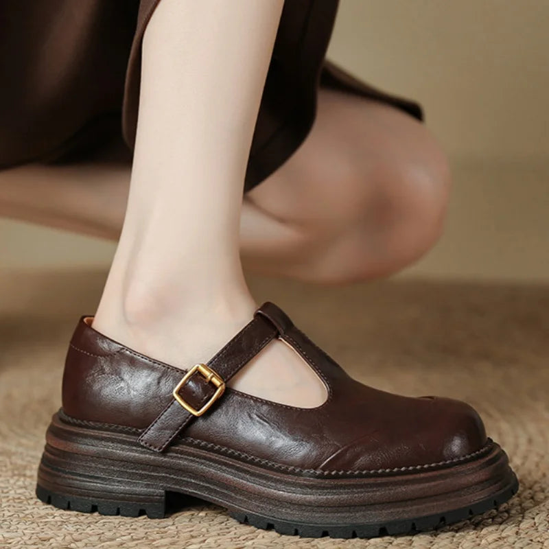 Blythe - Zapatos Mary Jane T-Bar de mujer con punta redonda