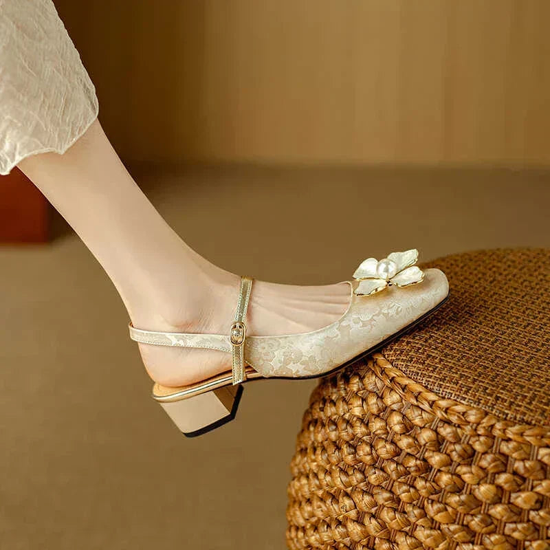 Genine - Tacones de bloque para mujer con tira en la parte posterior