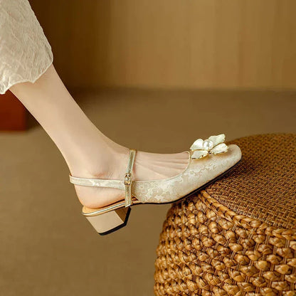 Genine - Tacones de bloque para mujer con tira en la parte posterior