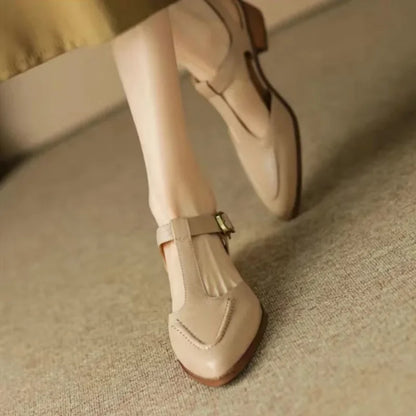 Aurenza - Zapatos de mujer con hebilla y tacón bajo elegantes