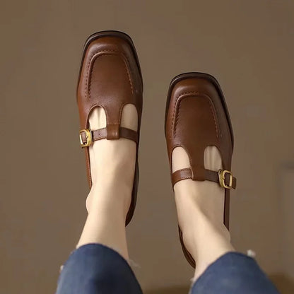 Delia - Zapatos Mary Jane T-Bar para mujer con punta cuadrada