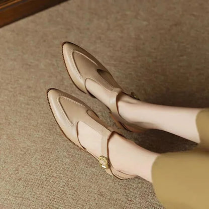 Aurenza - Zapatos de mujer con hebilla y tacón bajo elegantes