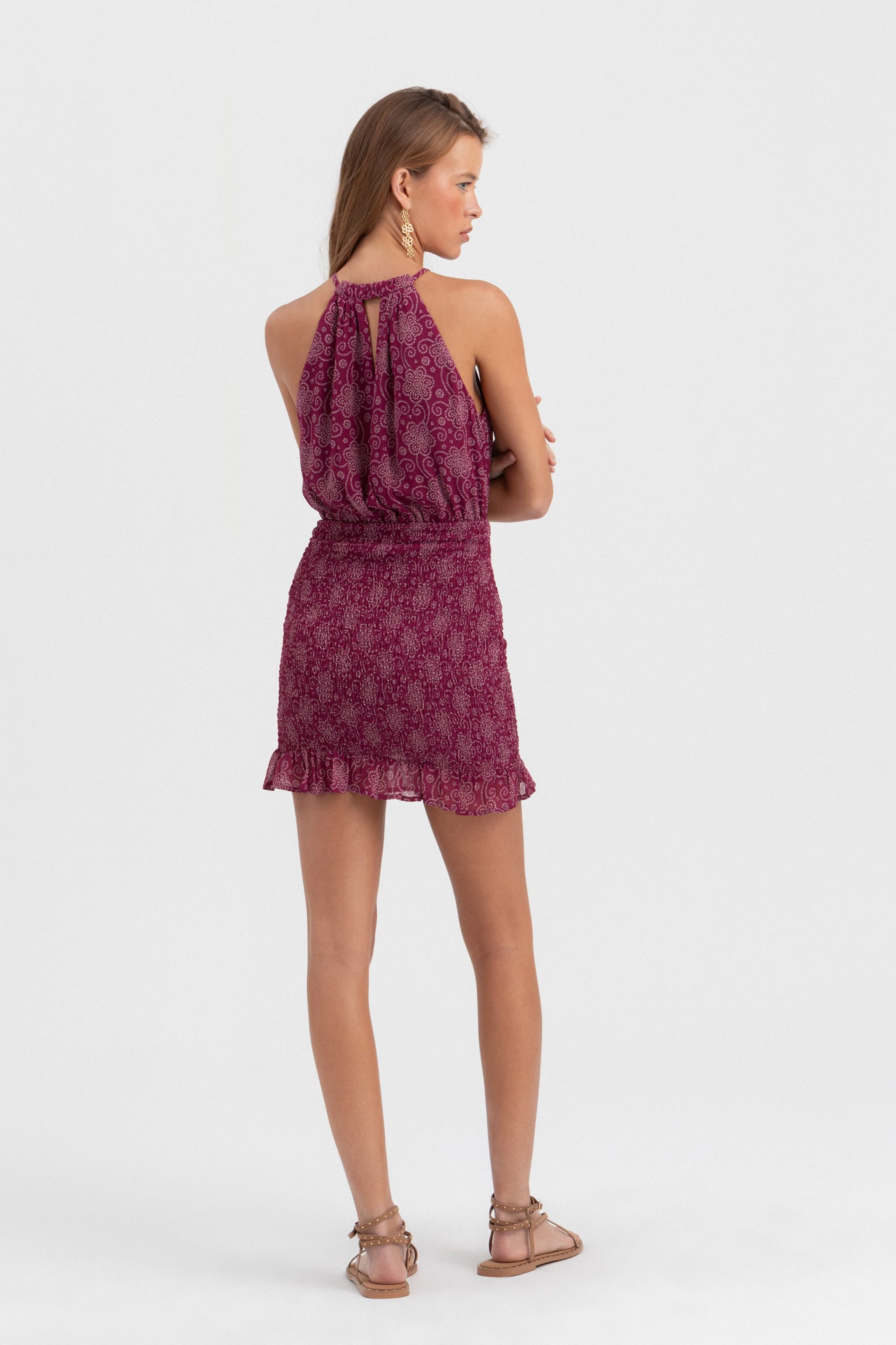 VESTIDO MINI HALTER ESTAMPADO