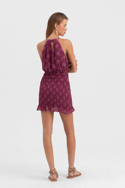 VESTIDO MINI HALTER ESTAMPADO