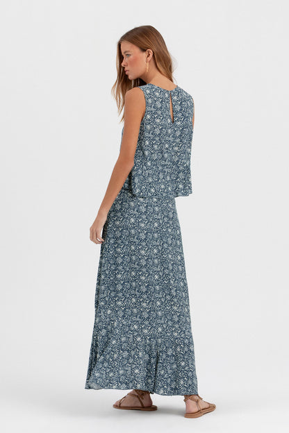 FALDA MIDI BAJO VOLANTE