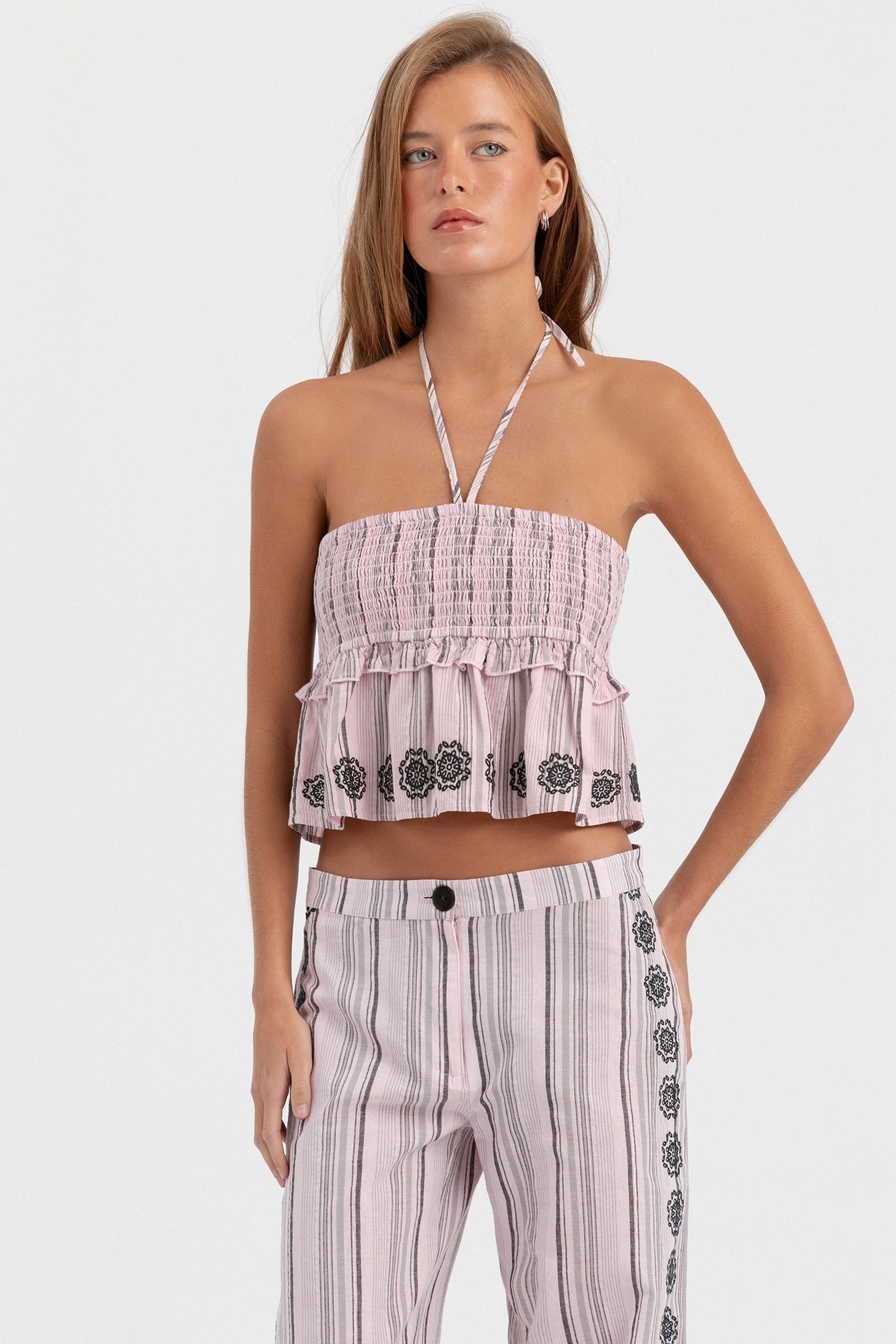 TOP RAYAS LUREX BORDADO
