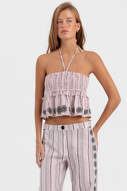TOP RAYAS LUREX BORDADO
