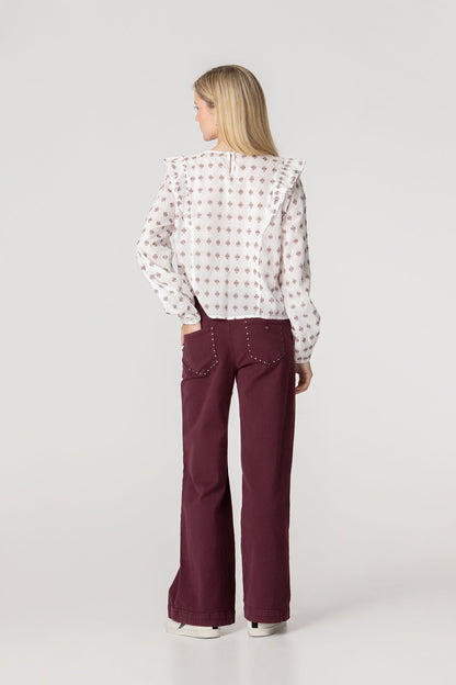 BLUSA BORDADA VOLANTES
