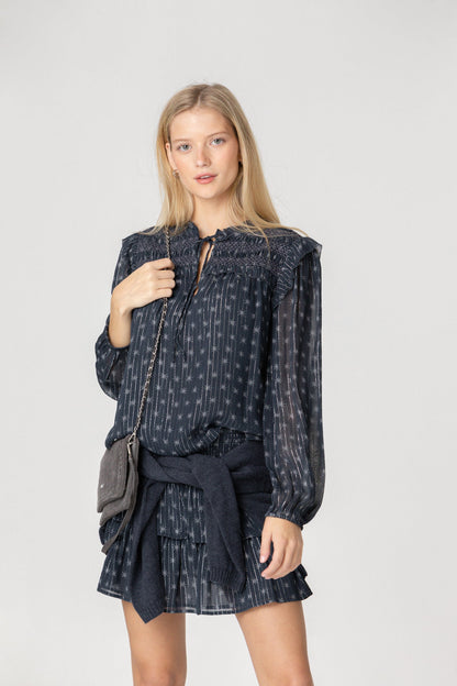 BLUSA ESTAMPADA FRUNCES