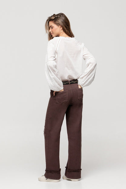BLUSA FLUIDA MANGAS BORDADAS
