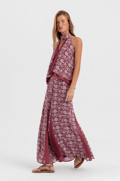 FALDA MIDI DOBLE TEJIDO