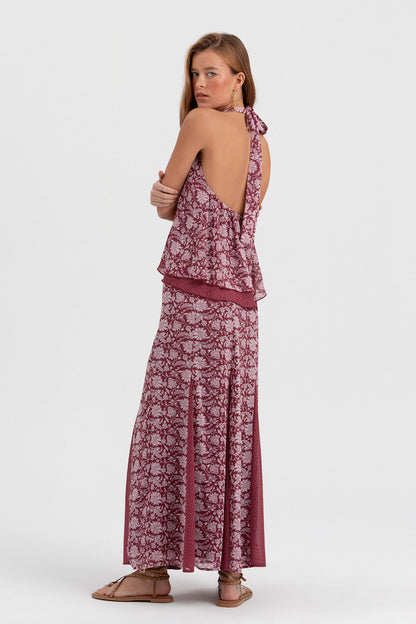 FALDA MIDI DOBLE TEJIDO