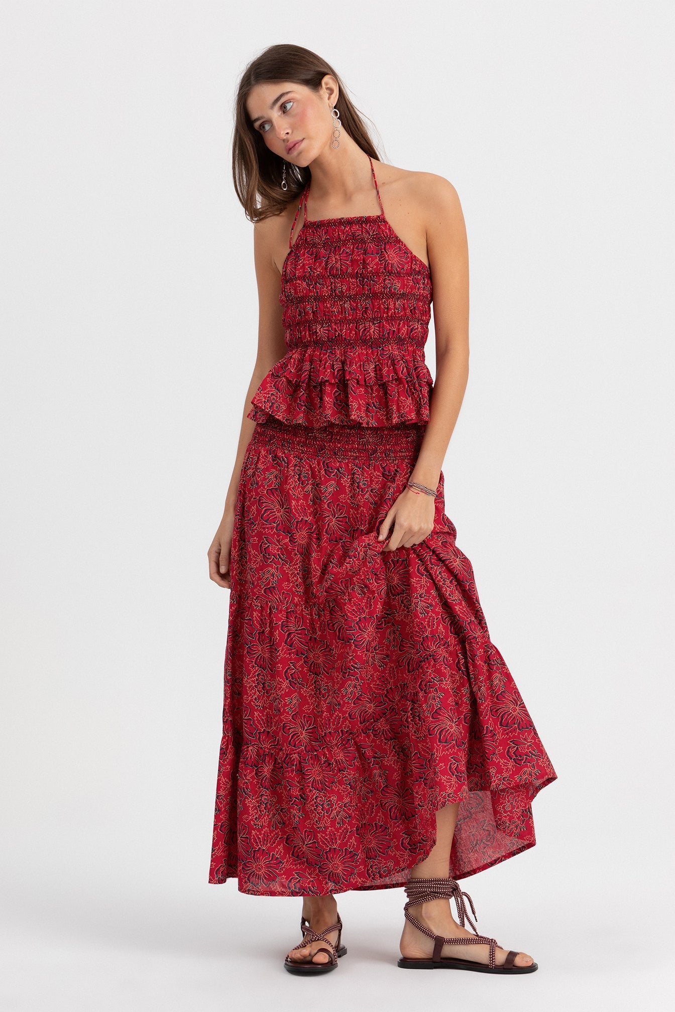 FALDA MIDI ESTAMPADA