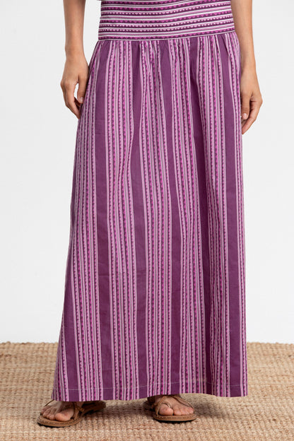FALDA MIDI RAYAS ESTAMPADAS