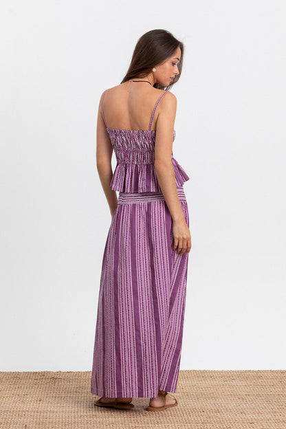 FALDA MIDI RAYAS ESTAMPADAS