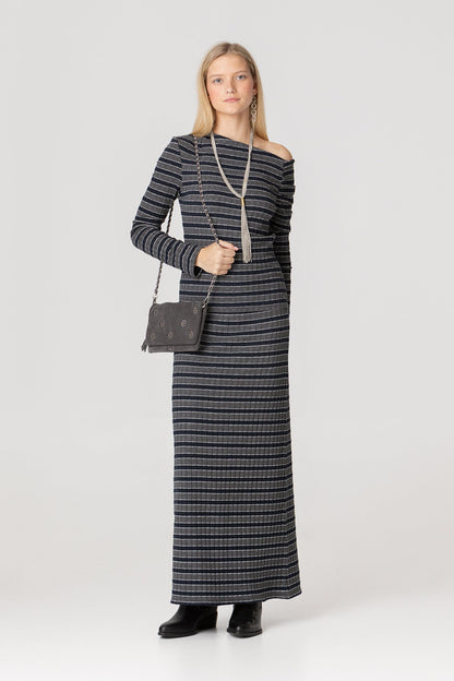 FALDA MIDI RAYAS LUREX