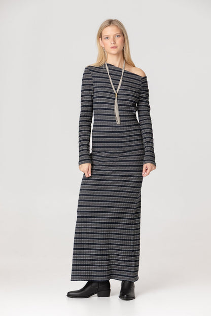 FALDA MIDI RAYAS LUREX