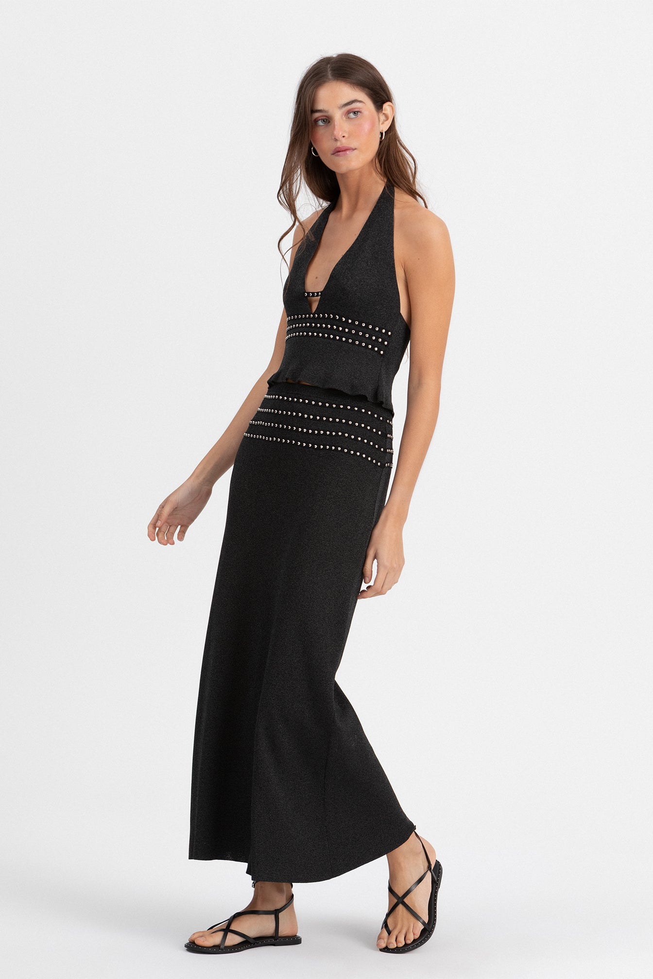 FALDA MIDI TACHAS LUREX