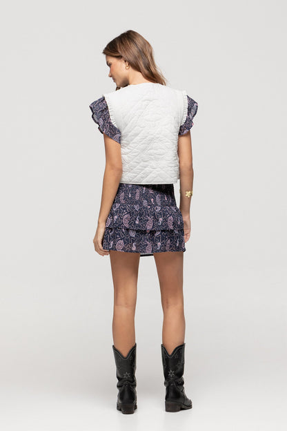 FALDA MINI VOLANTES ESTAMPADA
