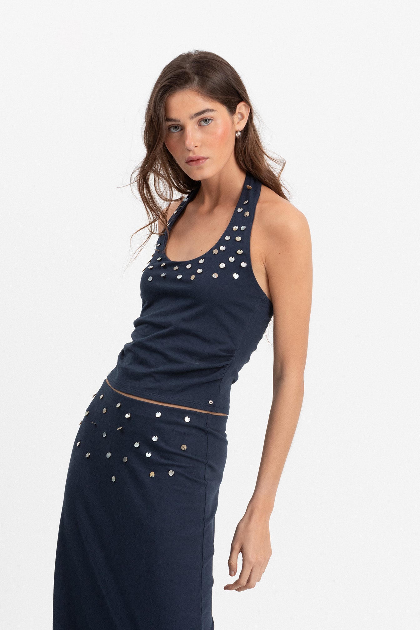 TOP ALGODON BOTONES NACAR