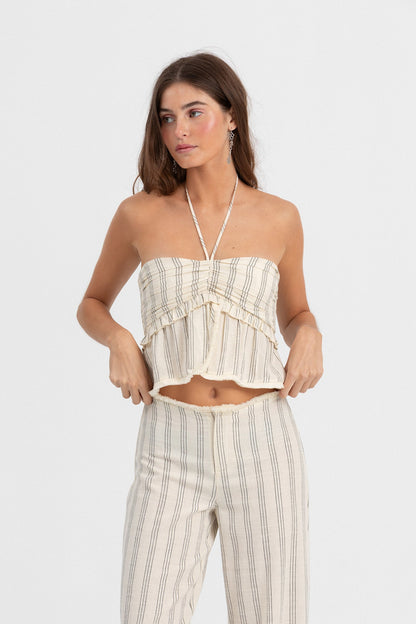 TOP DESFLECADO RAYAS LUREX