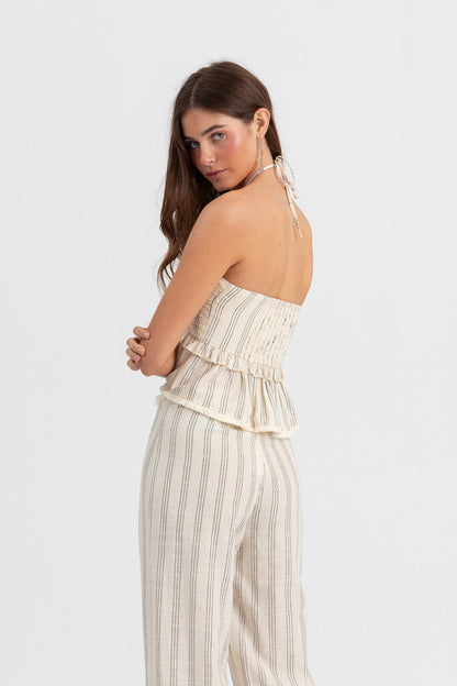 TOP DESFLECADO RAYAS LUREX