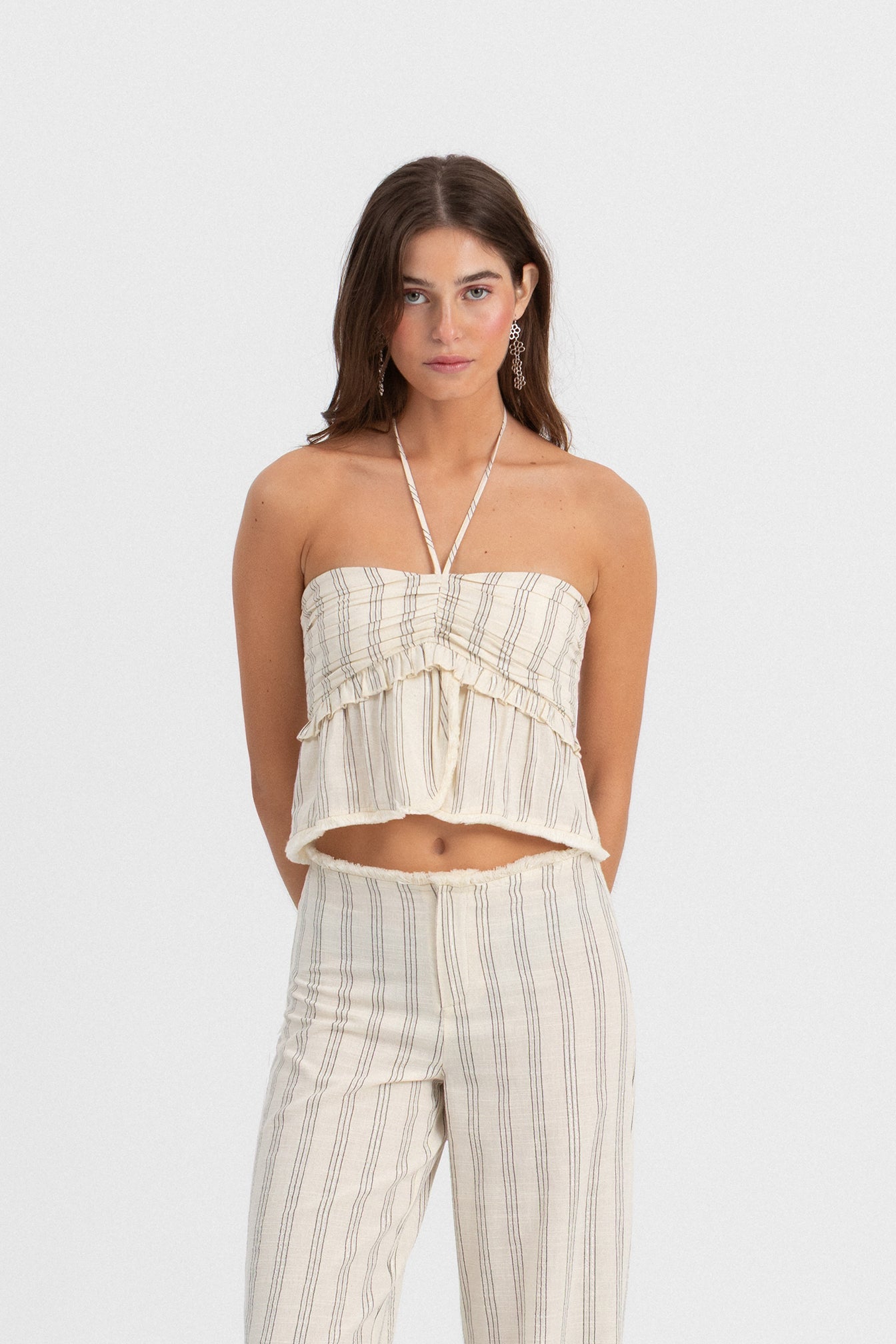 TOP DESFLECADO RAYAS LUREX