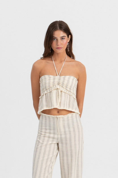 TOP DESFLECADO RAYAS LUREX