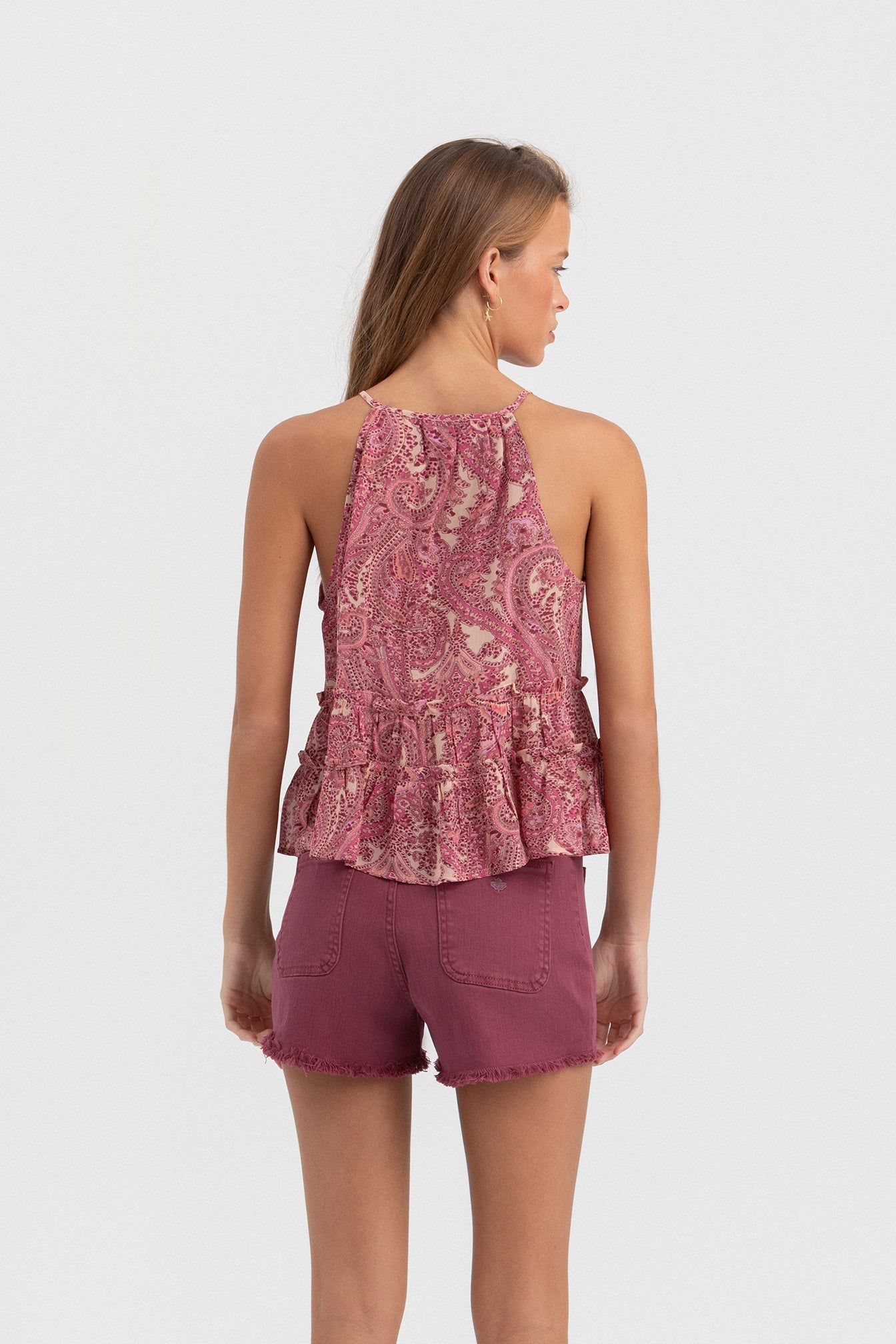 TOP HALTER ESTAMPADO VOLANTES