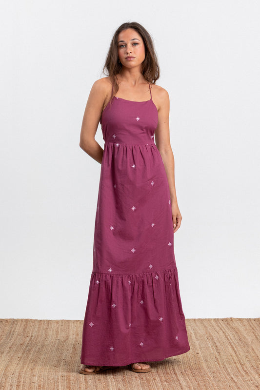 VESTIDO MIDI DETALLE BORDADOS