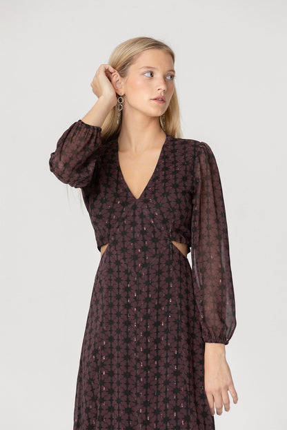 VESTIDO MIDI ESCOTE PICO CUT OUT